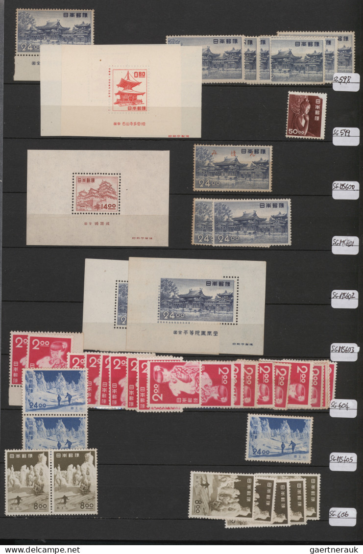 Japan: 1946/1960, dealers stockbook of only stamps unused (mainly MNH, some moun