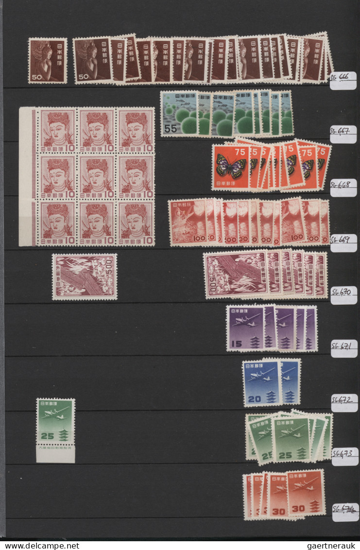 Japan: 1946/1960, dealers stockbook of only stamps unused (mainly MNH, some moun