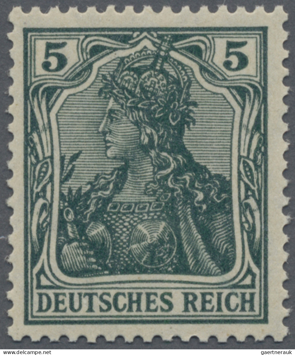 Deutsches Reich - Germania: 1918 Kriegsdruck 5 (Pf) Schwarzopalgrün, Tadellos Po - Neufs