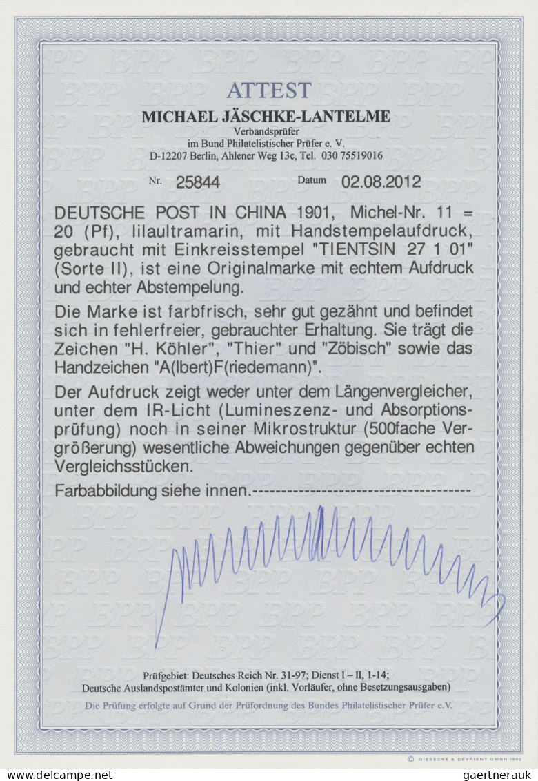 Deutsche Post In China: 1901 20 (Pf) Lilaultramarin Mit Handstempelaufdruck "Chi - China (offices)
