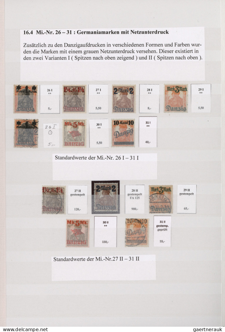 Danzig: 1920-1921 Spezialisierte Sammlung Der Germania-Ausgaben, Postfrisch Bzw. - Sonstige & Ohne Zuordnung