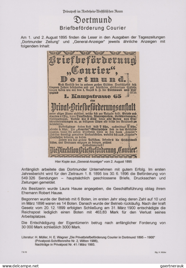 Deutsches Reich - Privatpost (Stadtpost): 1895/1951, DORTMUND/Courier, Saubere U - Private & Lokale Post