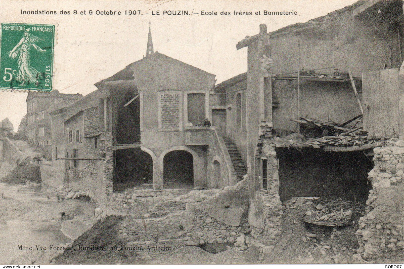 07 Ardèche Très Beau Plan LE POUZIN Inondations 8 Et 9octobre 1907 - Le Pouzin