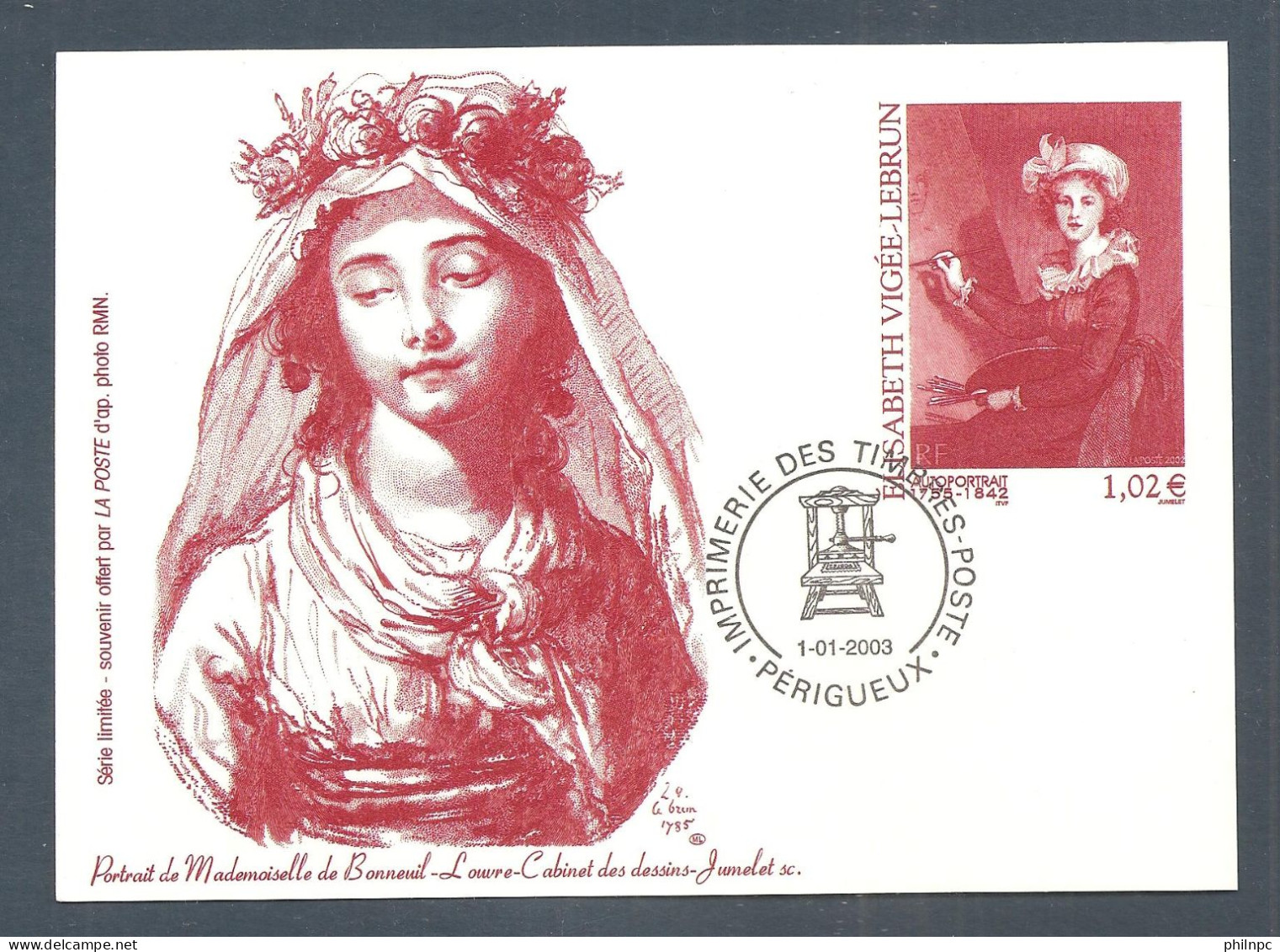 France, Entier Postal, Souvenir Philatélique, 3526, Oblitéré Périgueux, TTB, Elisabeth Vigée-Lebrun - Official Stationery