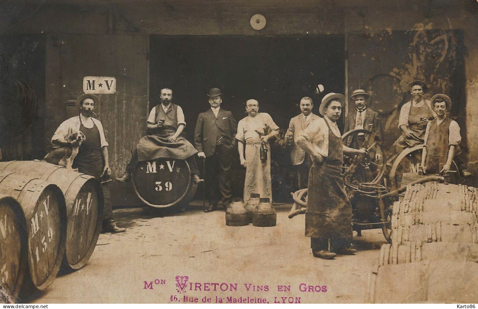 Lyon 7ème * Carte Photo 1907 * Vins En Gros Maison VIRETON 16 Rue De La Madeleine * Commerce Vin Entreprise - Lyon 7