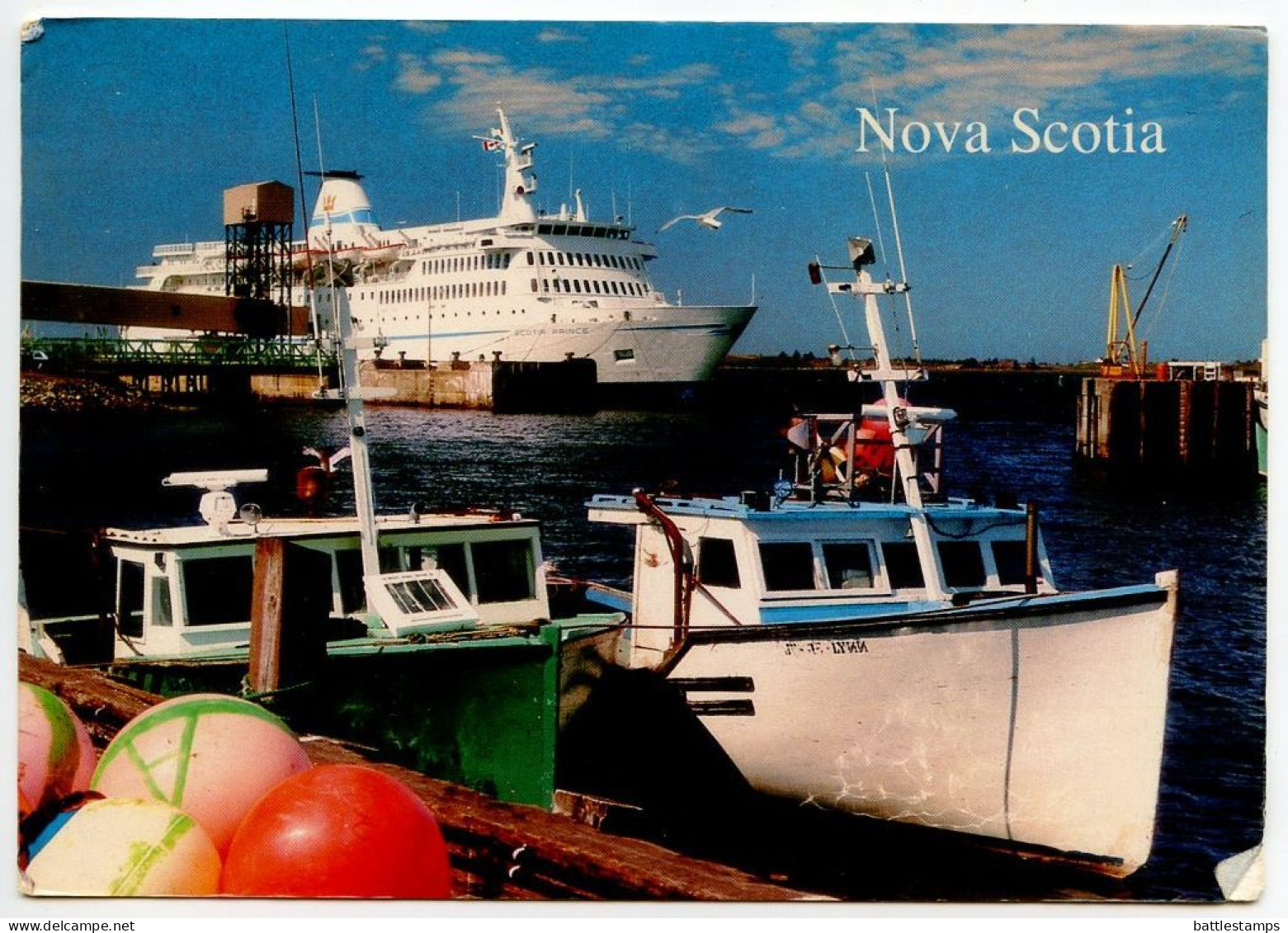 Canada 1998 Postcard Nova Scotia - Ferry Ship In Yarmouth Harbour; 90c. Elberta Peach Stamp - Yarmouth
