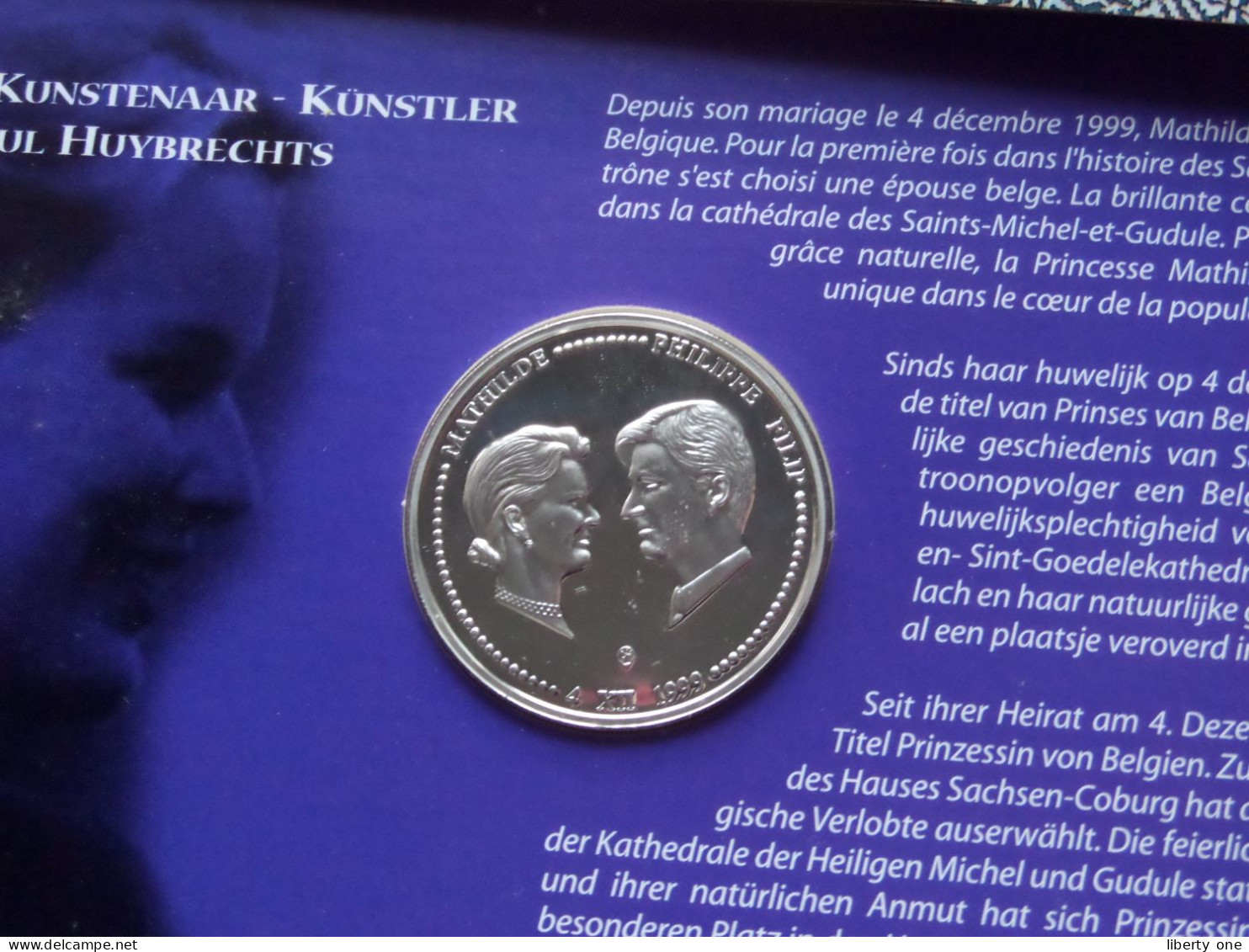 Zilveren Herdenkingsmunt MATHILDE & PHILIPPE 4-XII-1999 ( Zie/voir SCANS Voor Detail ) KAFTJE Licht Gekreukt ! - FDC, BU, BE & Coffrets