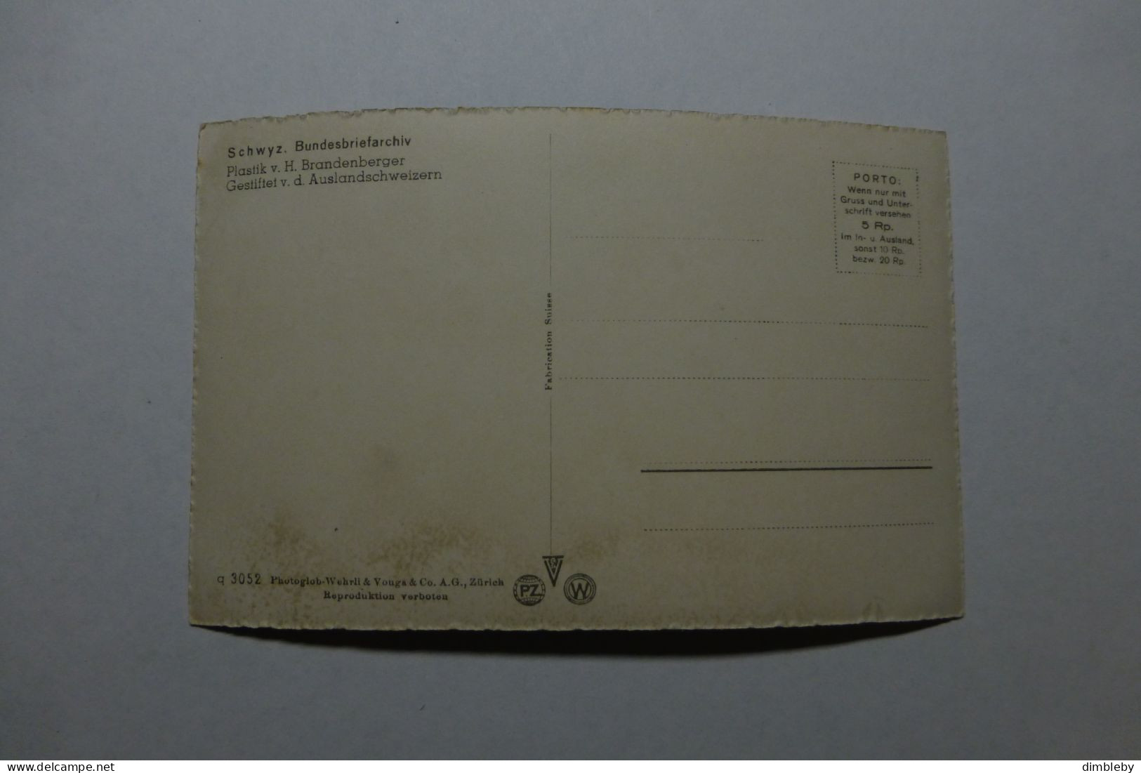 Schwyz Bundesbriefarchiv / Dem Vaterland - Auslandschweizer 1941  (7110) - Schwytz