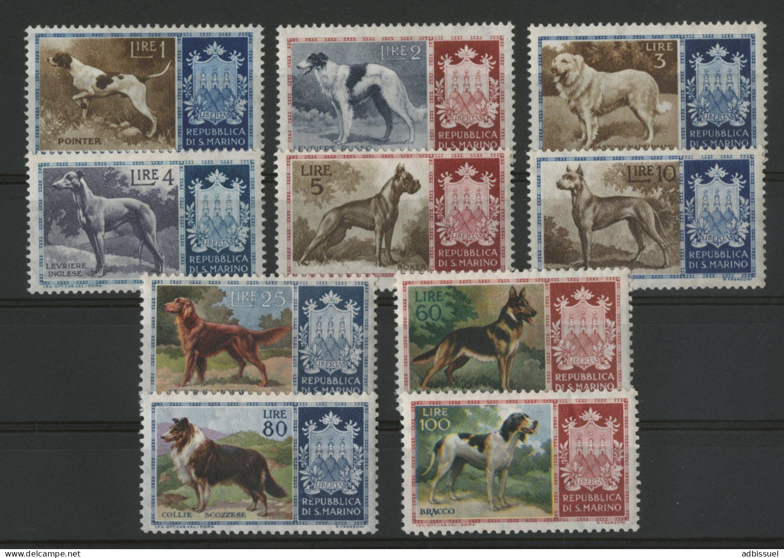 SAINT MARIN N° 413 à 422 Neufs Sans Charnières ** (MNH) Cote 65 € CHIENS DOGS - Unused Stamps