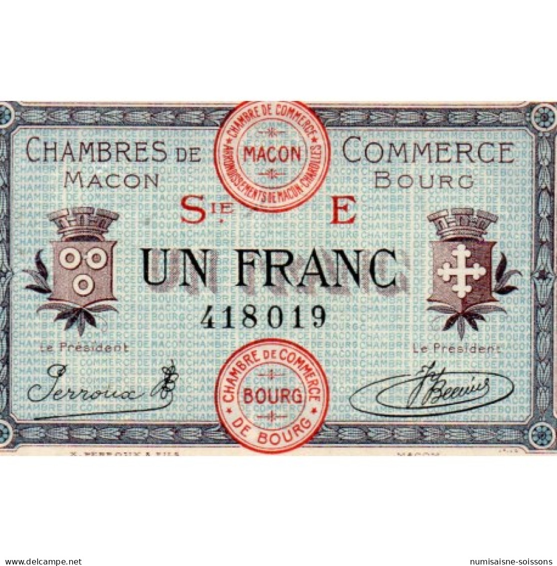 71 - MACON - 1 FRANC 1920 - CHAMBRE DE COMMERCE - Non Classés