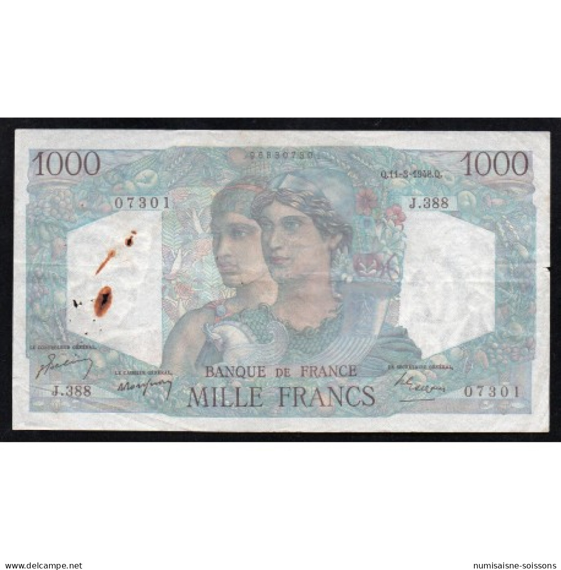 FAY 41/19 - 1000 FRANCS MINERVE ET HERCULE - 11/03/1948 - PICK 130 - TB - 1 000 F 1945-1950 ''Minerve Et Hercule''