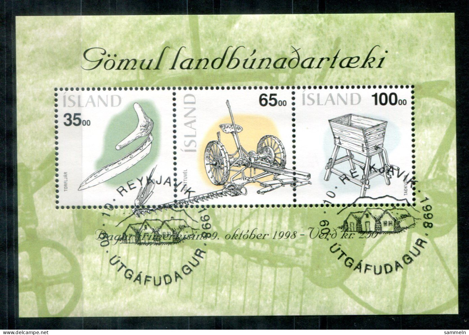 ISLAND Block 22, Bl.22 FD Canc. - Landwirtschaftliche Geräte, Agricultural, Agricoles - ICELAND / ISLANDE - Blocks & Kleinbögen