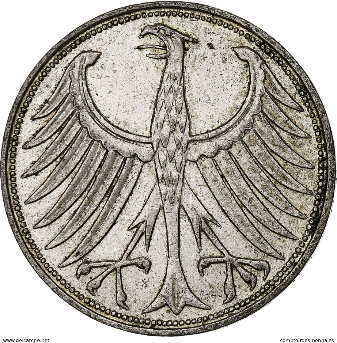 Monnaie, République Fédérale Allemande, 5 Mark, 1969, Hambourg, TTB+, Argent - 5 Marchi