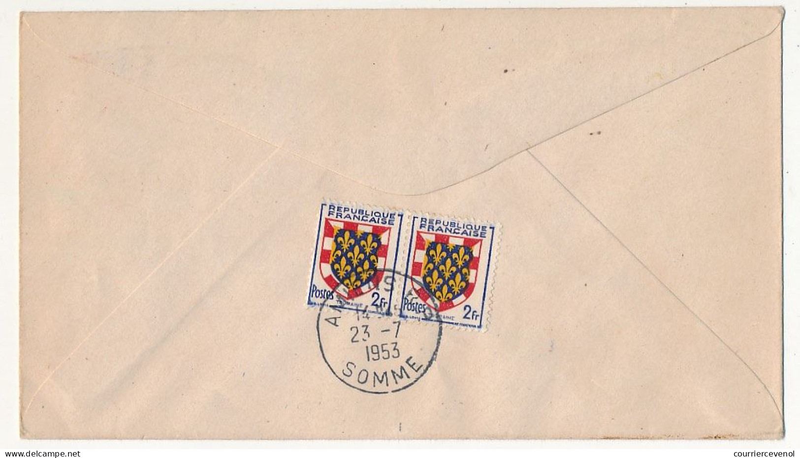 FRANCE - Env. FDC - 50c Armoiries De Picardie - Obl Ordinaire AMIENS (Somme) - 23/7/1953 - 1950-1959