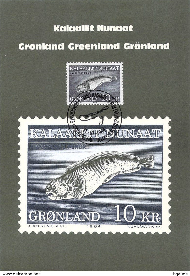 GROENLAND CARTE MAXIMUM  NUM.YVERT 142 POISSON - Cartoline Maximum