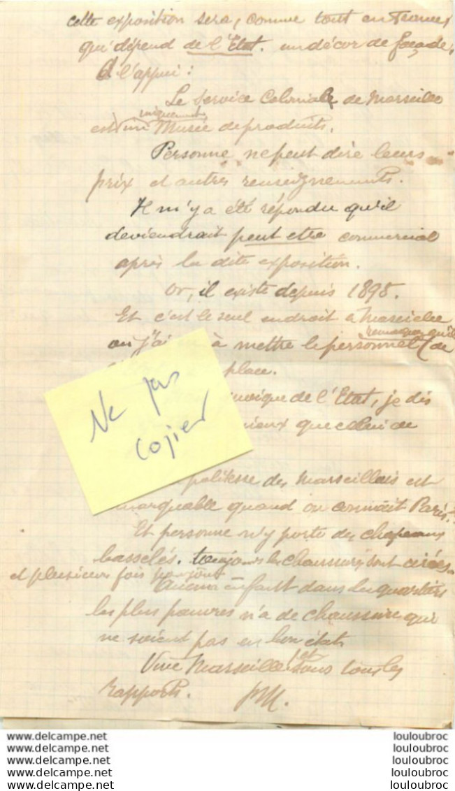 ECRIT DE 1905 POIGNANT SUR LES PRISONS EN 1894 SIGNE PAUL MANTEAU COURRIER ADRESSE A MADAME REY FEMME DU MIS EN CAUSE R1 - Documents Historiques