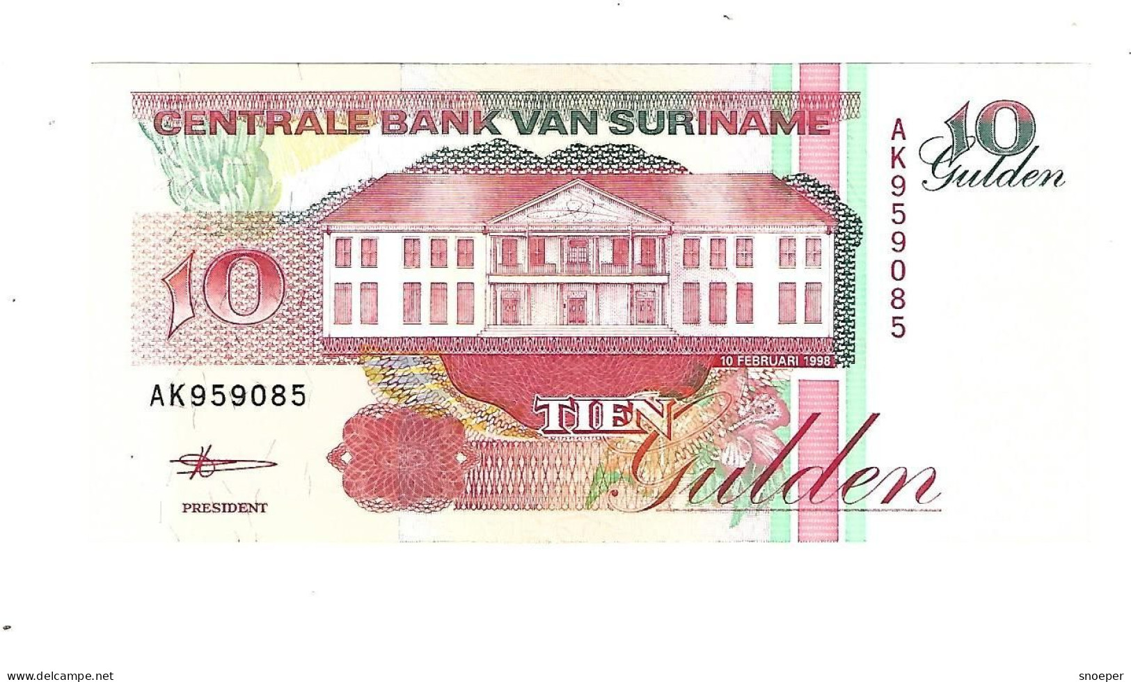 *suriname 10 Gulden 1998  137b Unc - Surinam