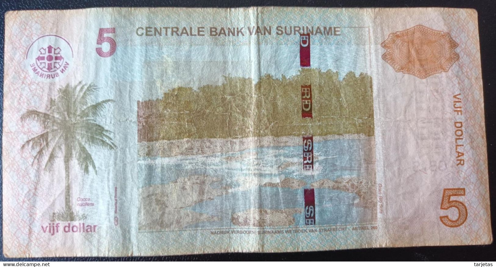 BILLETE DE SURINAM DE 5 DOLLARS DEL AÑO 2012 (BANKNOTE) - Surinam