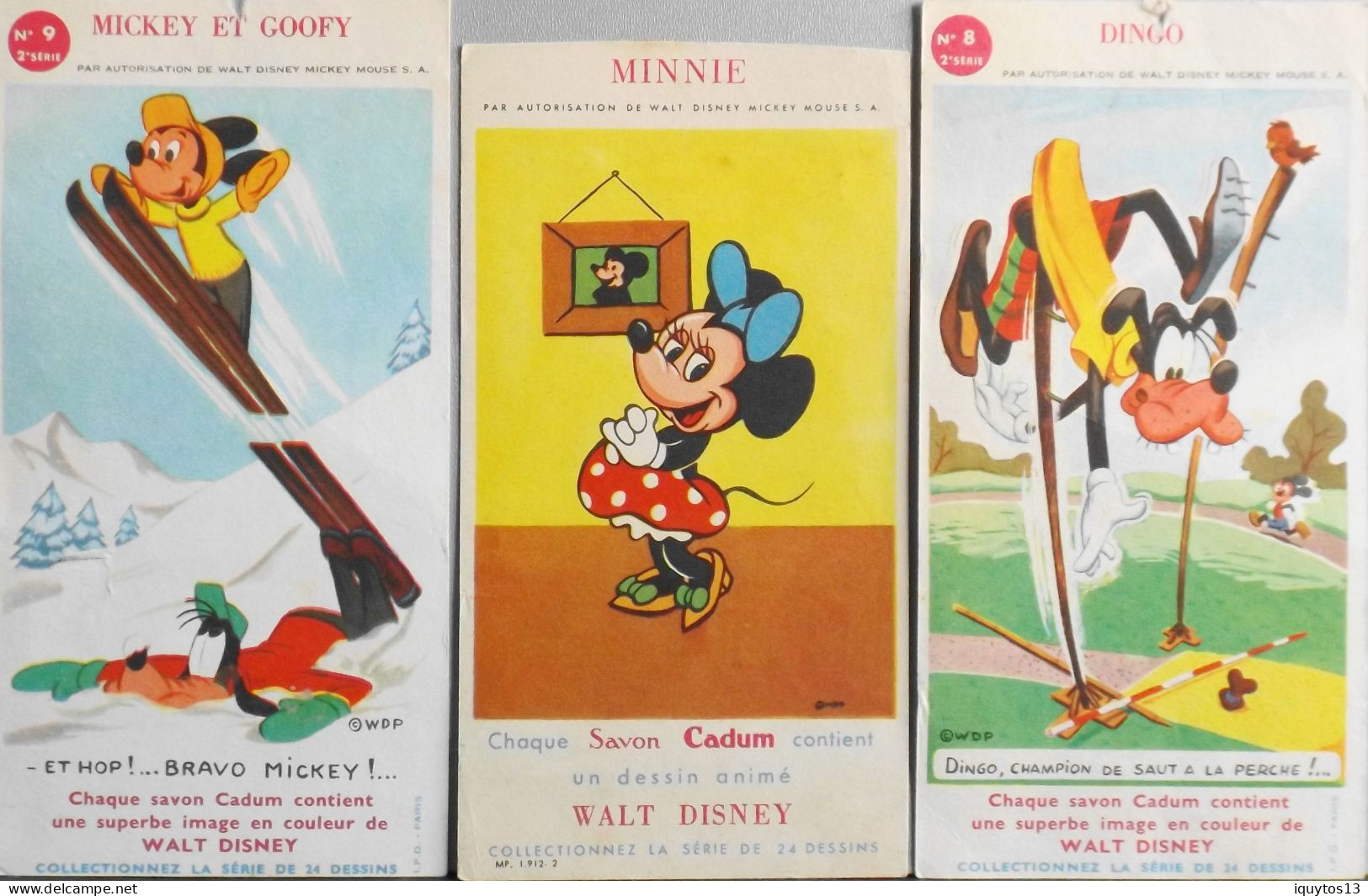 3 BUVARDS - Savon Cadum - BD BANDE DESSINÉE WALT-DISNEY - Minnie N° Coupé , Dingo N° 8 Et Mickey Et Goofy N° 9 - BE - Pulizia