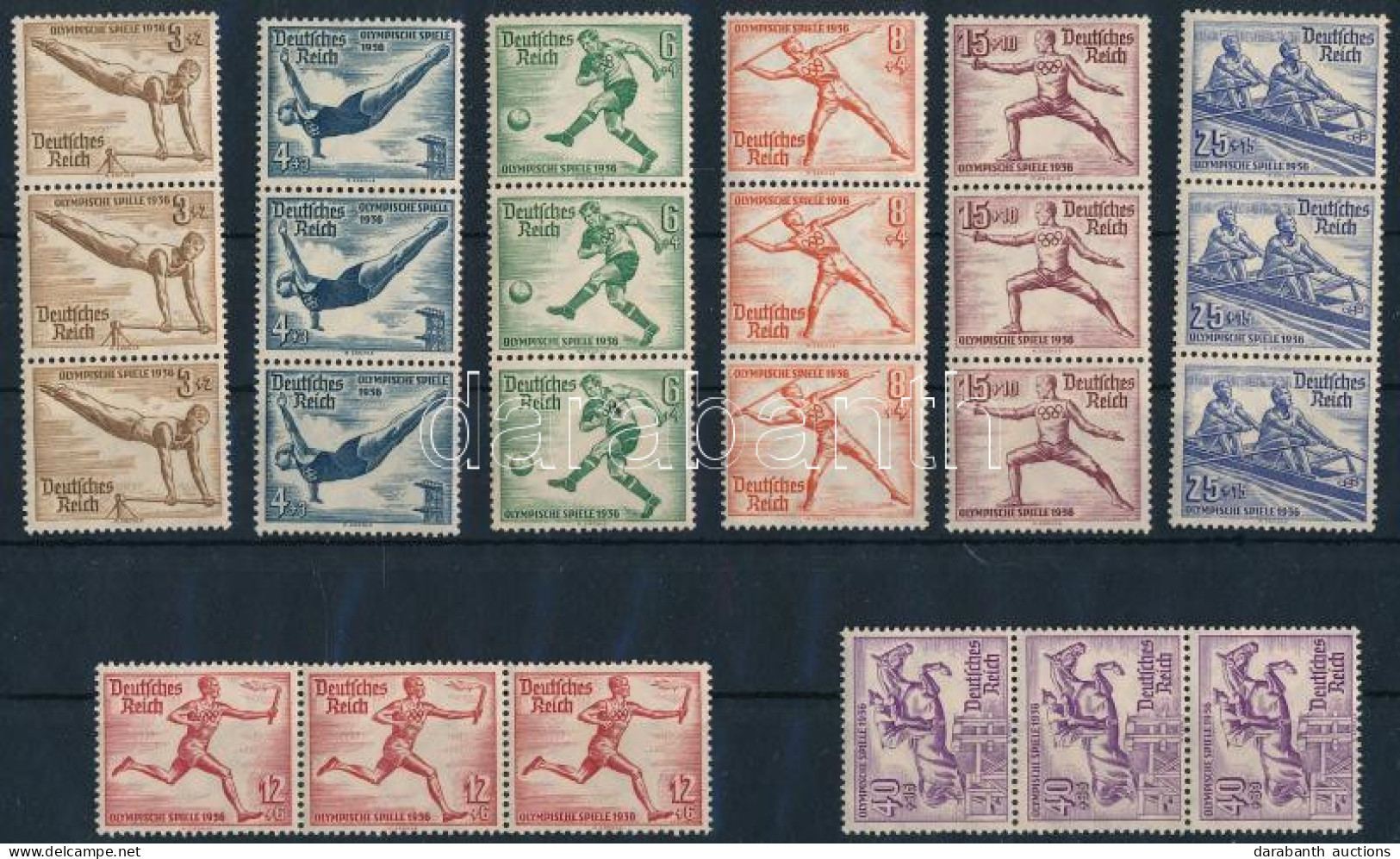 ** Deutsches Reich 1936 Berlini Olimpia Sor Mi 609-616 Hármas Csíkokban (Mi EUR 420.-) - Sonstige & Ohne Zuordnung