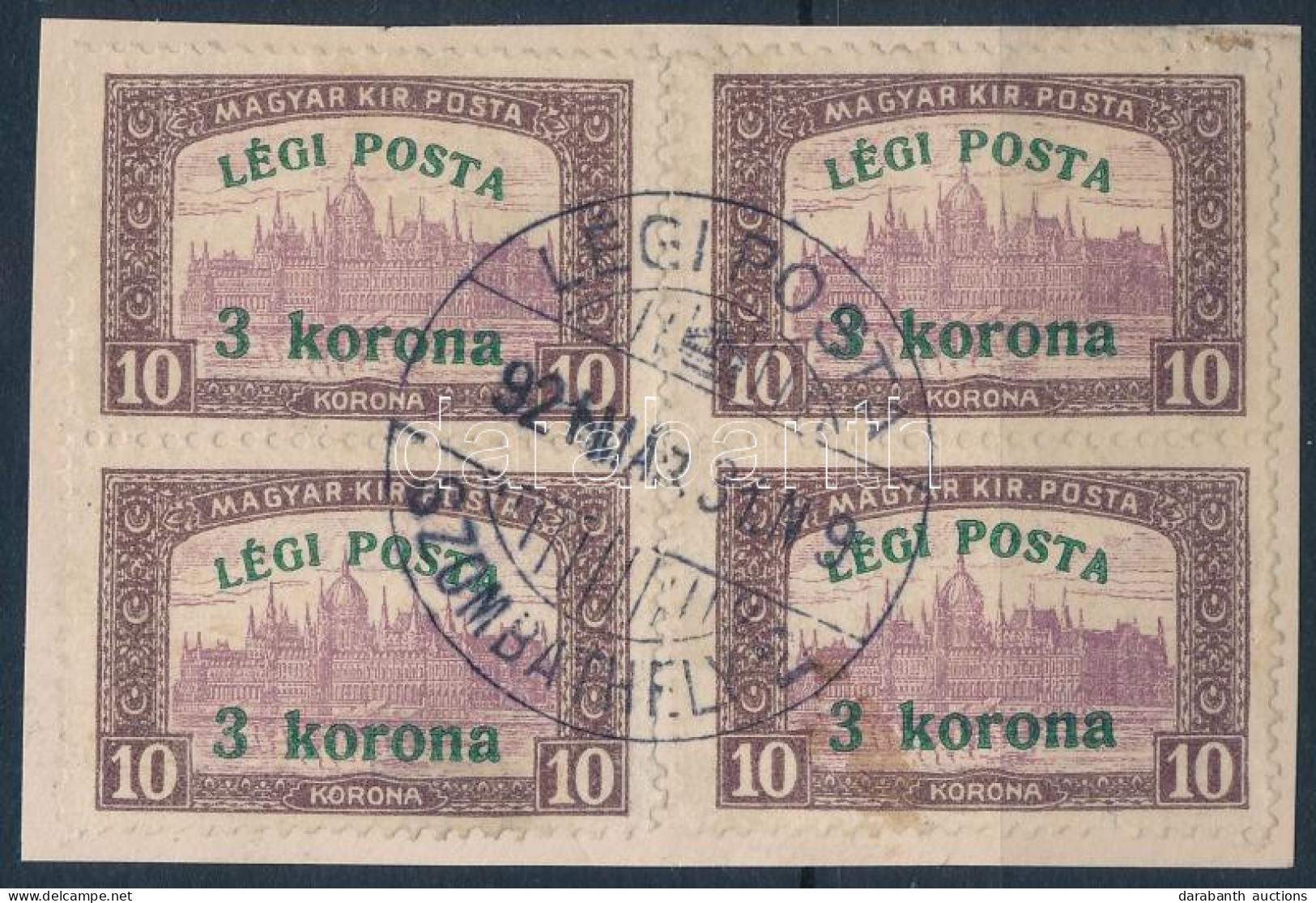 1920 Légi Posta 3K/10K 2 Db Pár Kivágáson - Sonstige & Ohne Zuordnung