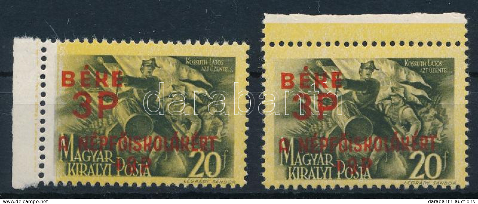 ** 1945 Béke 3P Elcsúszott Sárga Alapnyomat + Támpéldány - Sonstige & Ohne Zuordnung