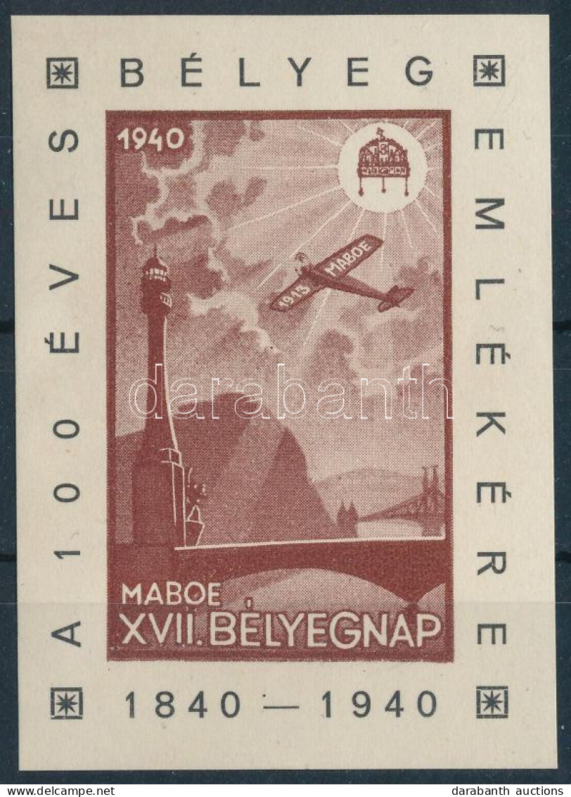 ** 1940 MABOE XVII. Bélyegnap Emlékív (kis Betapadás / Small Gum Disturbance) - Autres & Non Classés