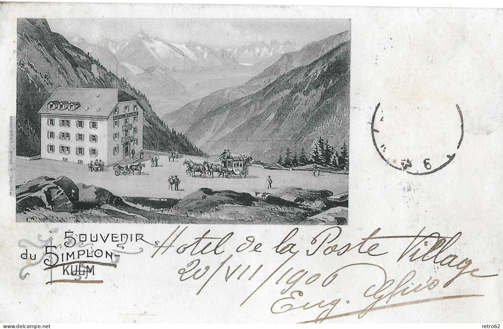 SOUVENIR DU SIMPLOS-KULM ► Alter Lichtdruck Vom Hotel Bellevue Anno 1906 - Simplon