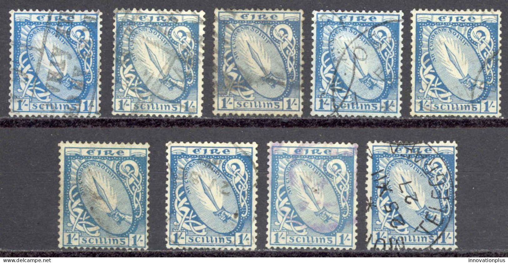 Ireland Sc# 76 Used Lot/9 1922-1923 1sh Sword Of Light - Used Stamps