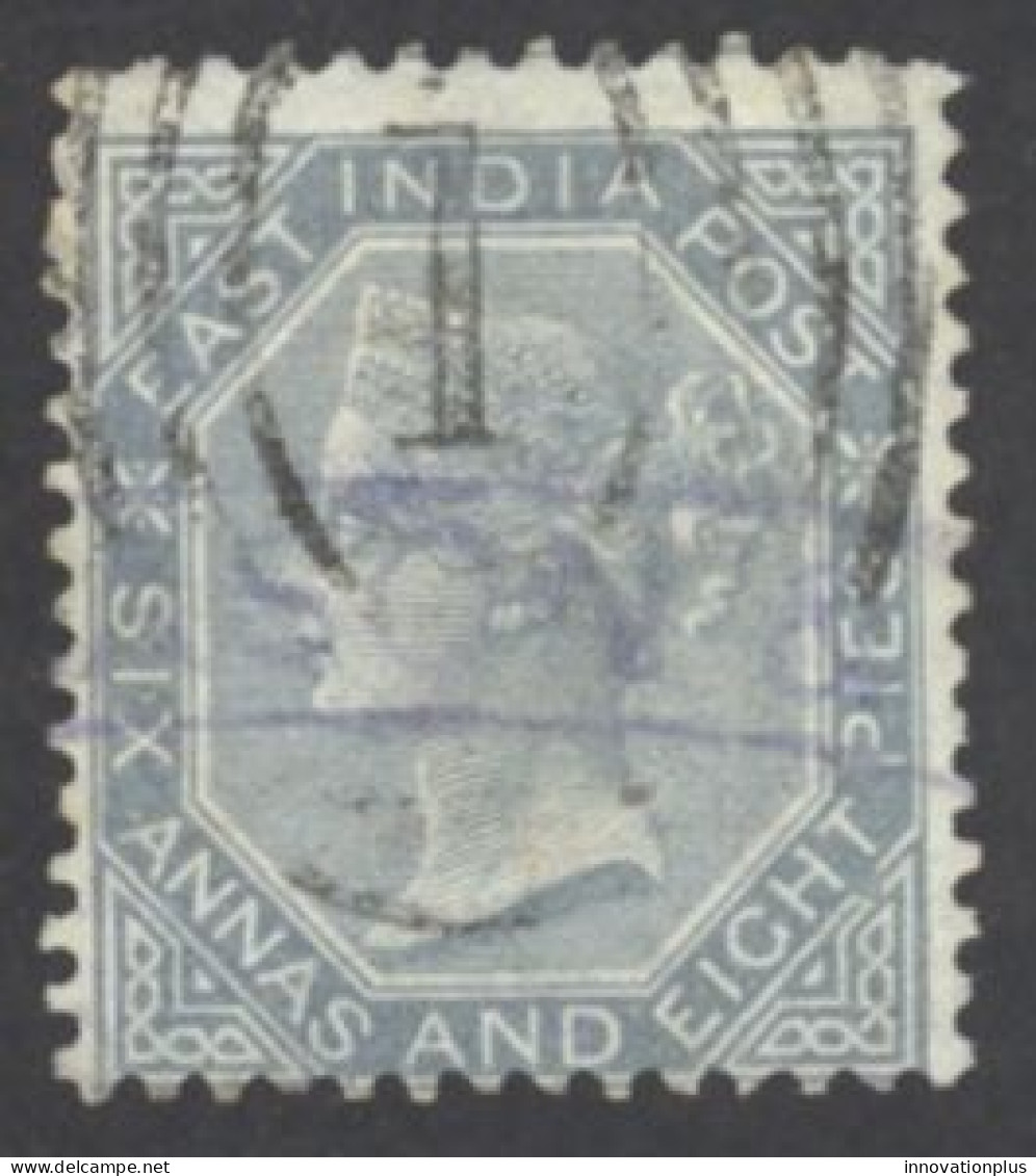 India Sc# 27 Used 1866-1868 6a 8p Queen Victoria  - 1858-79 Compañia Británica Y Gobierno De La Reina