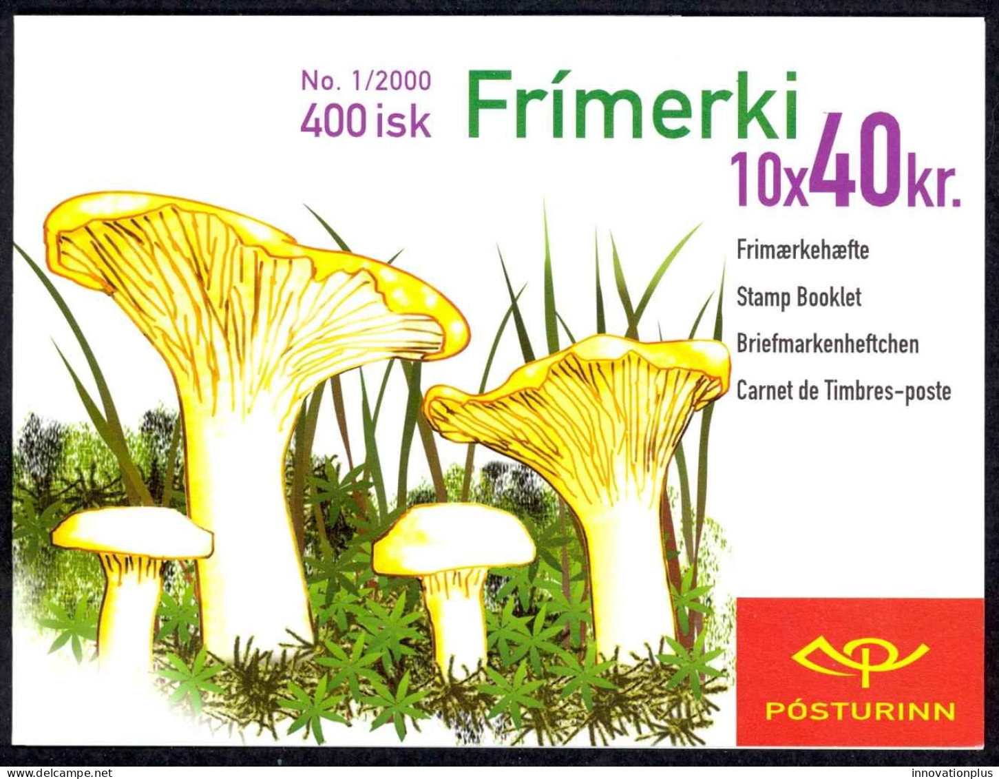 Iceland Sc# 898a MNH Complete Booklet 2000 40k Mushrooms - Postzegelboekjes