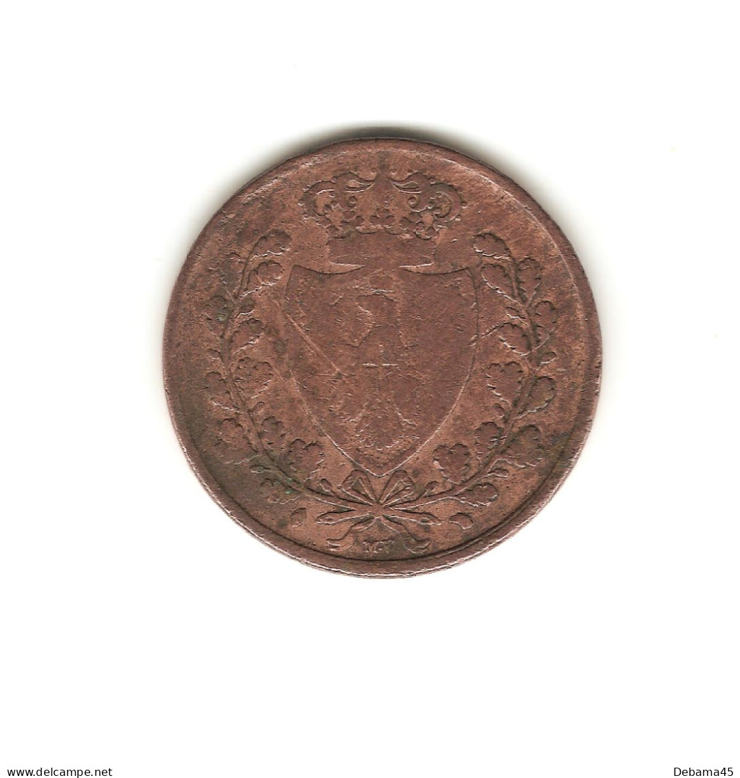 493/ Sardaigne (Etats Italiens) : 5 Centesimi 1826 - Italian Piedmont-Sardinia-Savoie