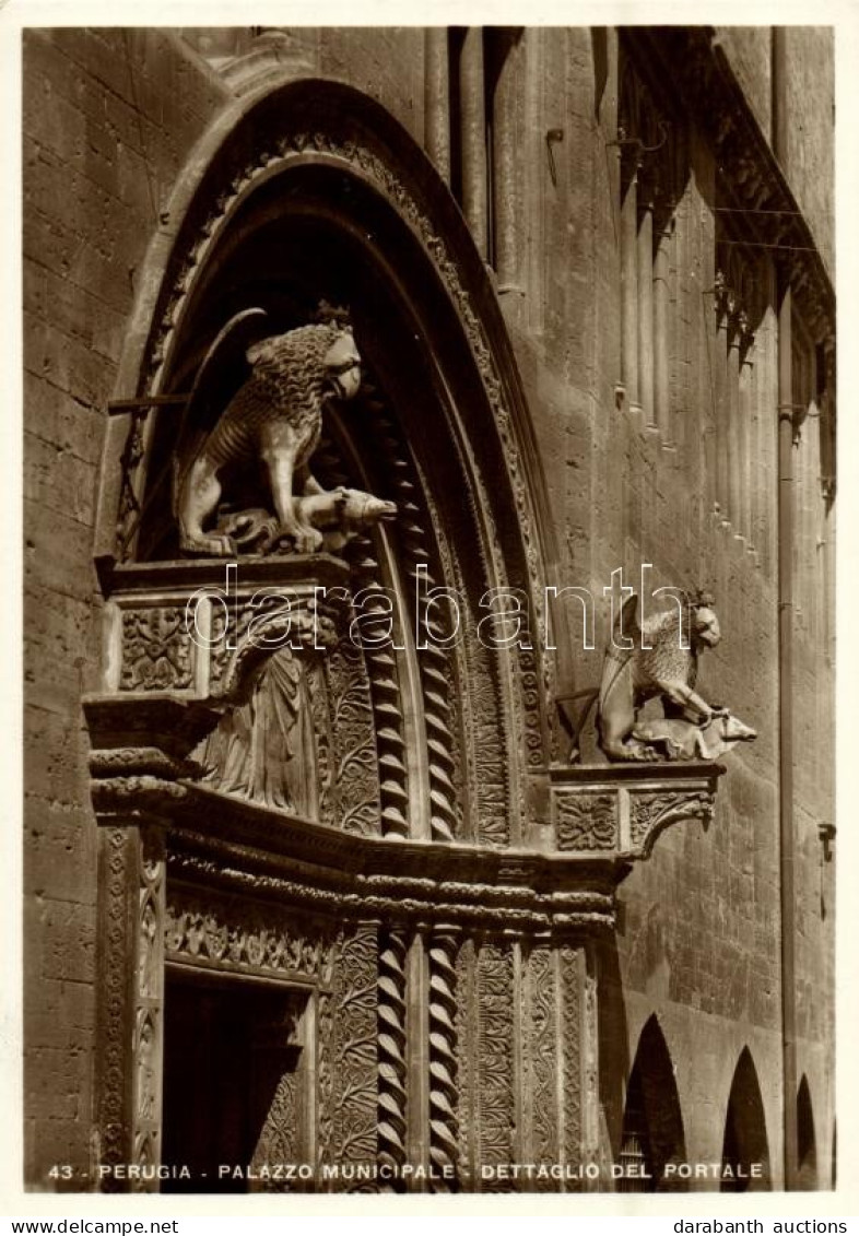 ** T1 Perugia, Palazzo Municipale, Dettaglio Del Portale / Palace, Town Hall, Portal (15,1 Cm X 10,6 Cm) - Zonder Classificatie