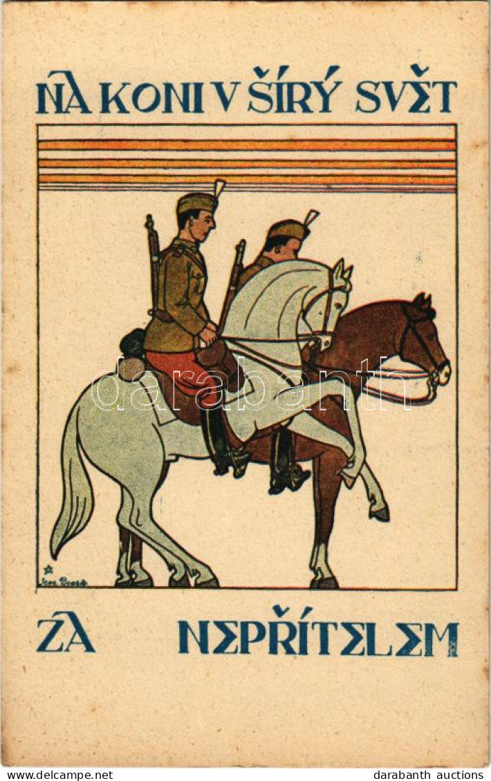 ** T2 Na Koni V Síry Svet, Za Neprítelem / Czech Military Propaganda With Horse Riding Soldiers - Ohne Zuordnung