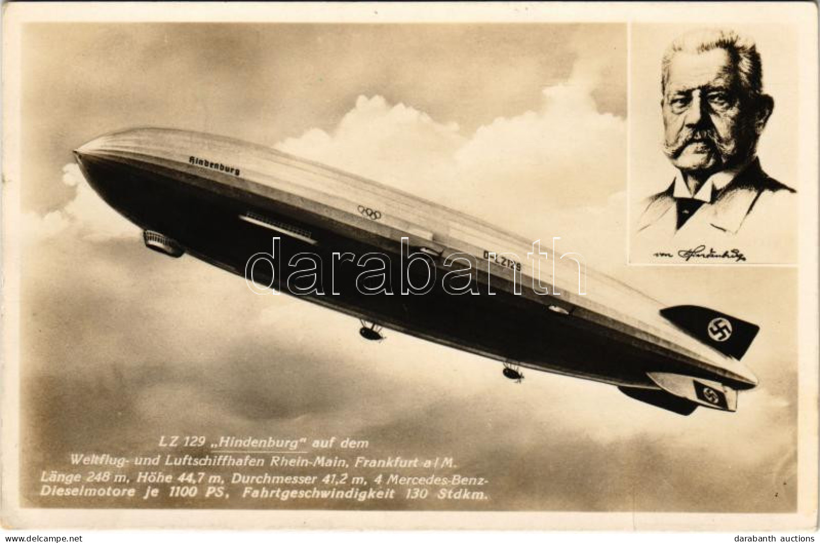 * T2/T3 LZ 129 Zeppelin-Luftschiff Hindenburg / German Airship With Swastika (EK) - Unclassified