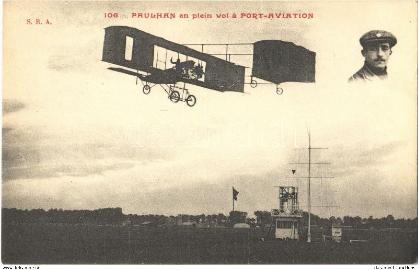 ** T1 Paulhan En Plein Vol A Port-Aviation / Paulhan Biplane Flying Over The Port-Aviation Airport In Paris - Unclassified