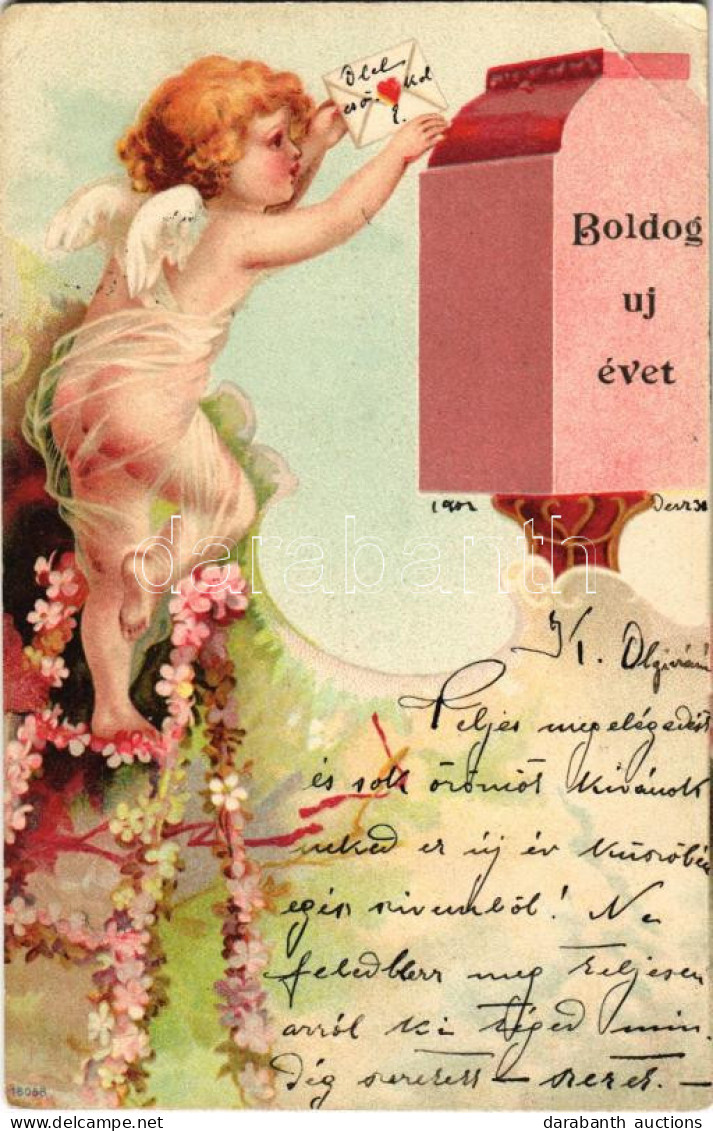 T3 1903 Boldog Újévet / New Year Greeting Art Postcard With Angel. Litho (EB) - Ohne Zuordnung