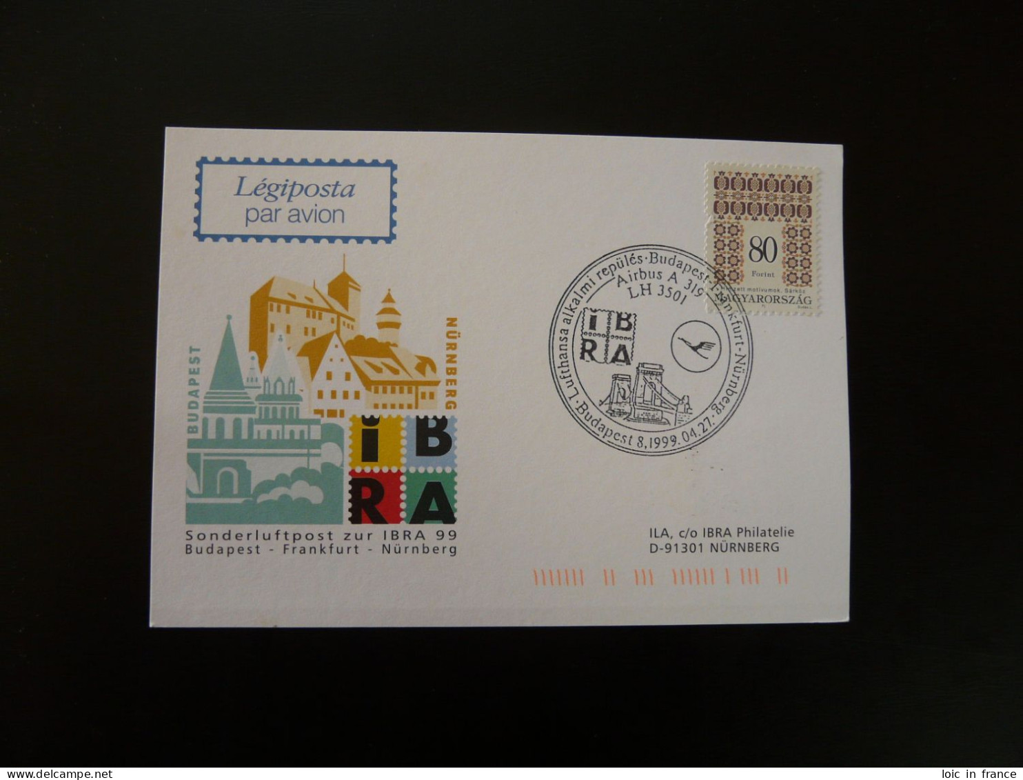 Lettre Premier Vol First Flight Cover Budapest Nurnberg Airbus A319 Lufthansa 1999 - Covers & Documents