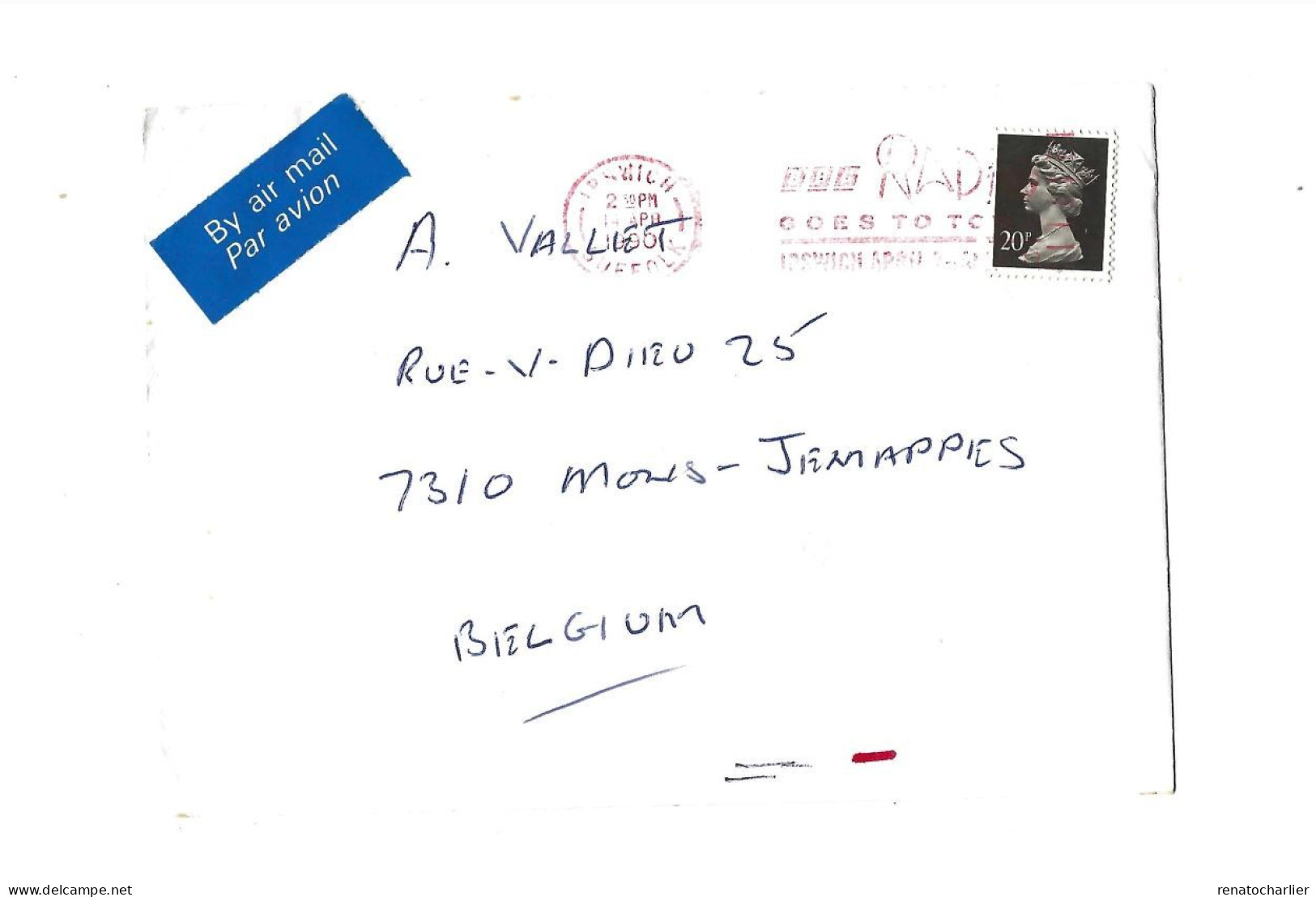 Lettre De Ipswich à Jemappes (Belgique) - Storia Postale