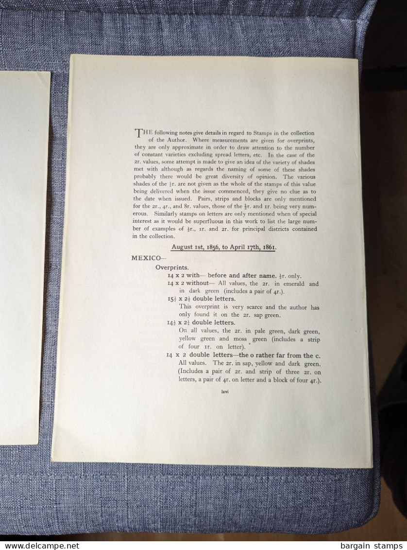 Notes Regarding Stamps Issued From Aug 1st 1856 To May 27th 1864 Based On Specimens In The Possession Of The Author - ? - Handbücher