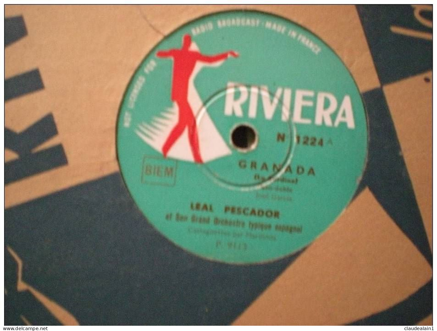 DISQUE RIVIERA VINYLE 78T - LEAL PESCADOR ET SON GRAND ORCHESTRE TYPIQUE ESPAGNOL - GRANADA - VERBENA EN TRIANA - 78 Rpm - Gramophone Records