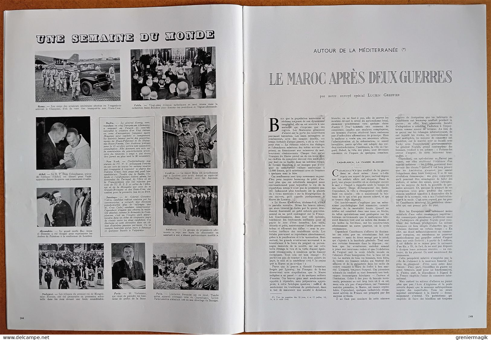 France Illustration N°50 14/09/1946 Herriot/Maroc/Le Vin/Le Plébiscite Grec/Cézanne En Provence/Biarritz/Victoria Regia - Allgemeine Literatur