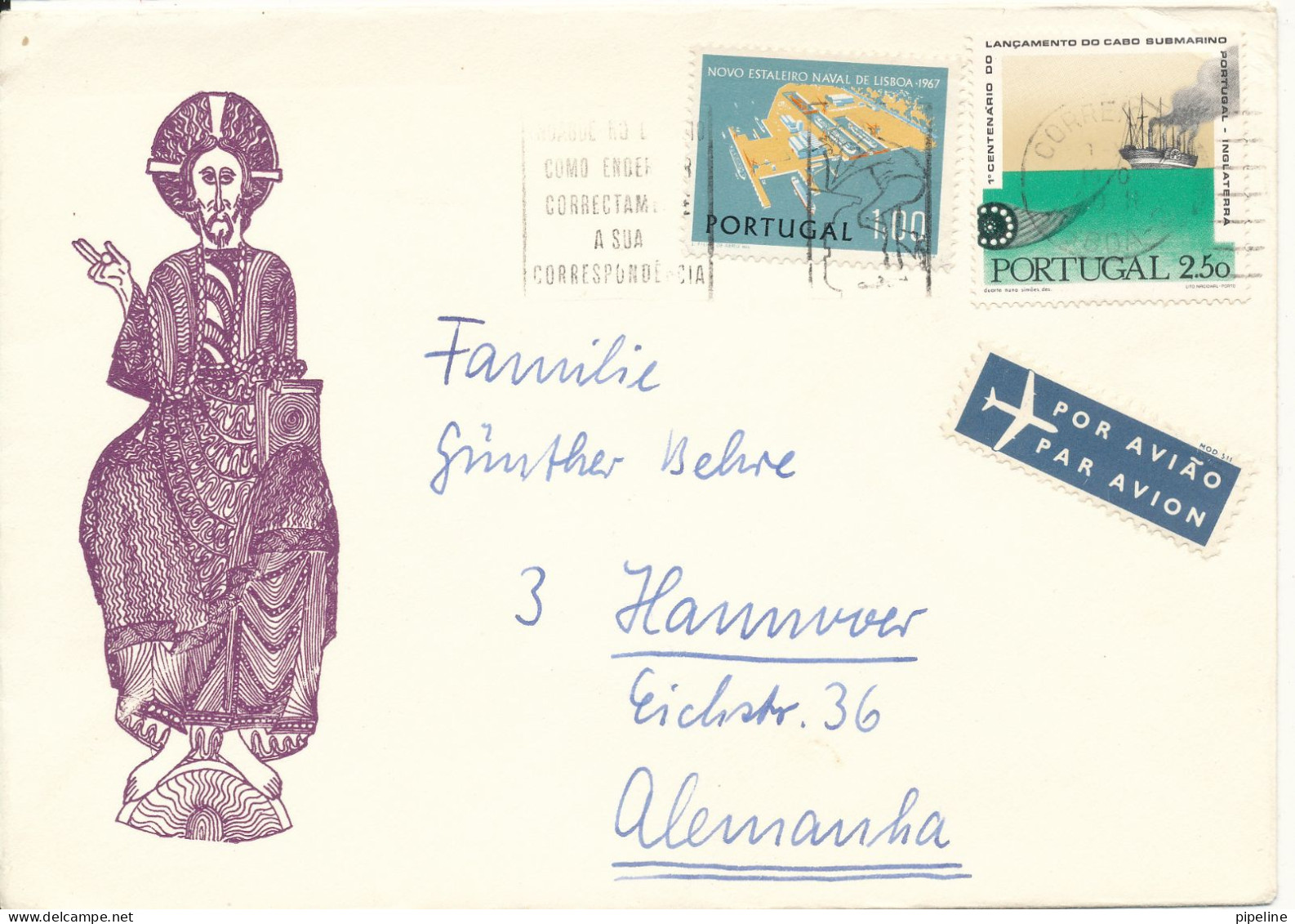 Portugal Cover Sent To Germany 1-10-1970 Topic Stamps - Cartas & Documentos