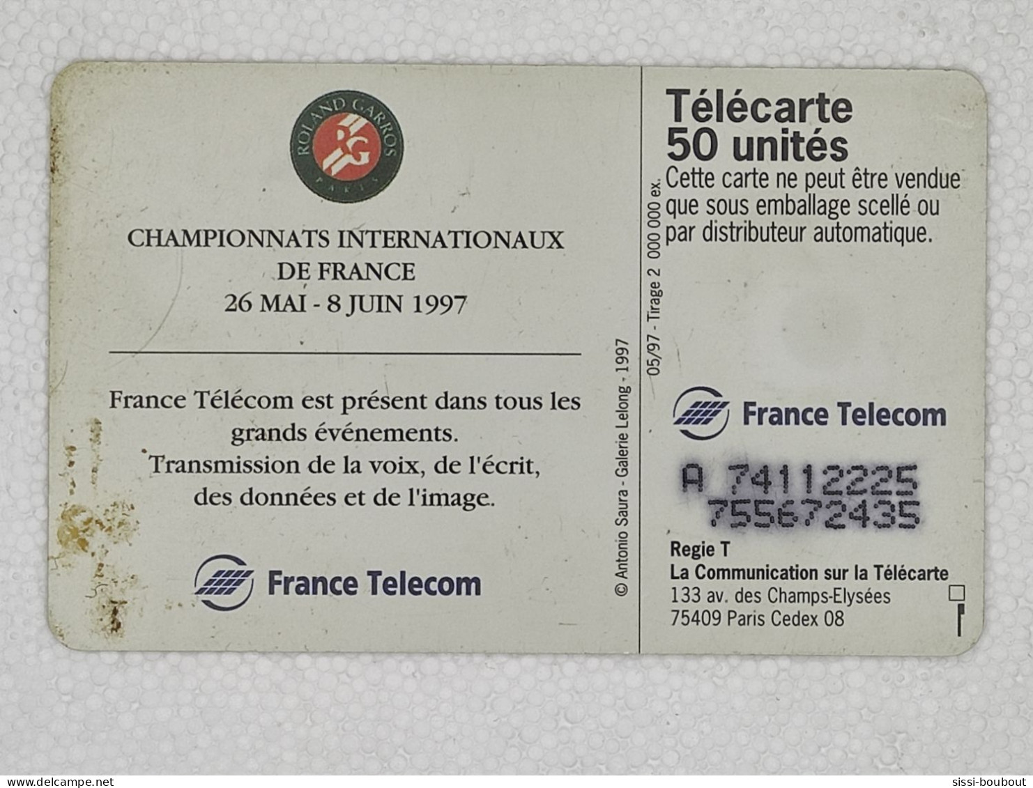 Télécarte - LE TENNIS - Rolland GARROS 1997 - Sport