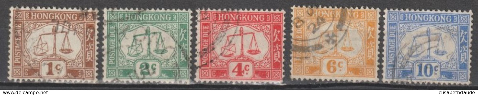 HONG KONG (CHINA) - 1924 - TAXE SERIE COMPLETE YVERT N°1/5 OBLITERES  - COTE = 50 EUR - Postage Due