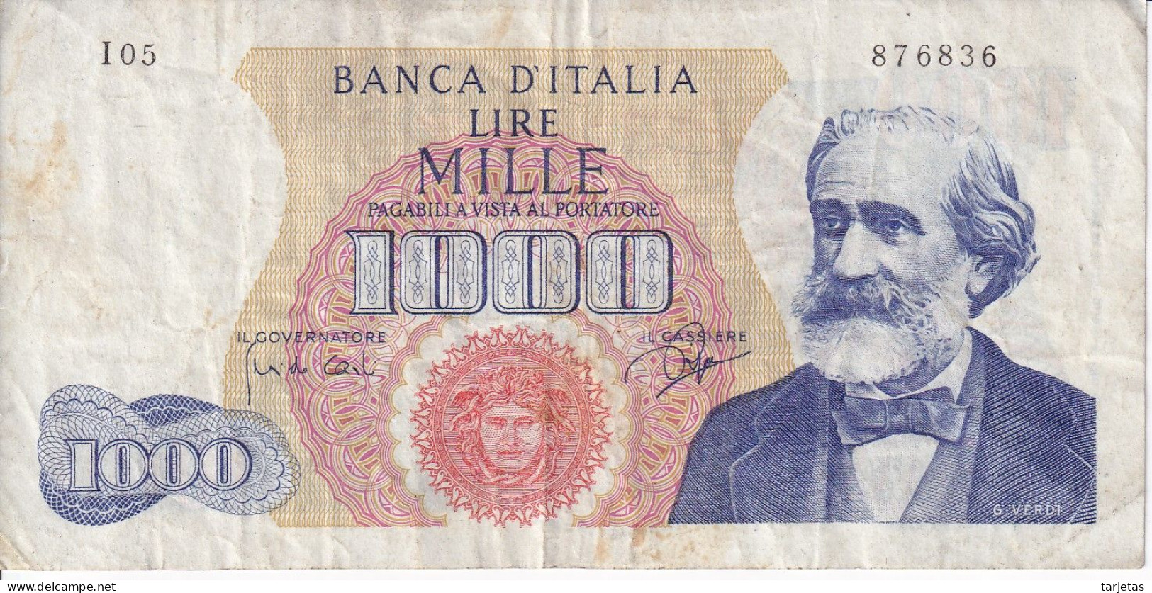 BILLETE DE ITALIA DE 1000 LIRAS DEL AÑO 1962 DE VERDI  (BANKNOTE) - 1.000 Lire