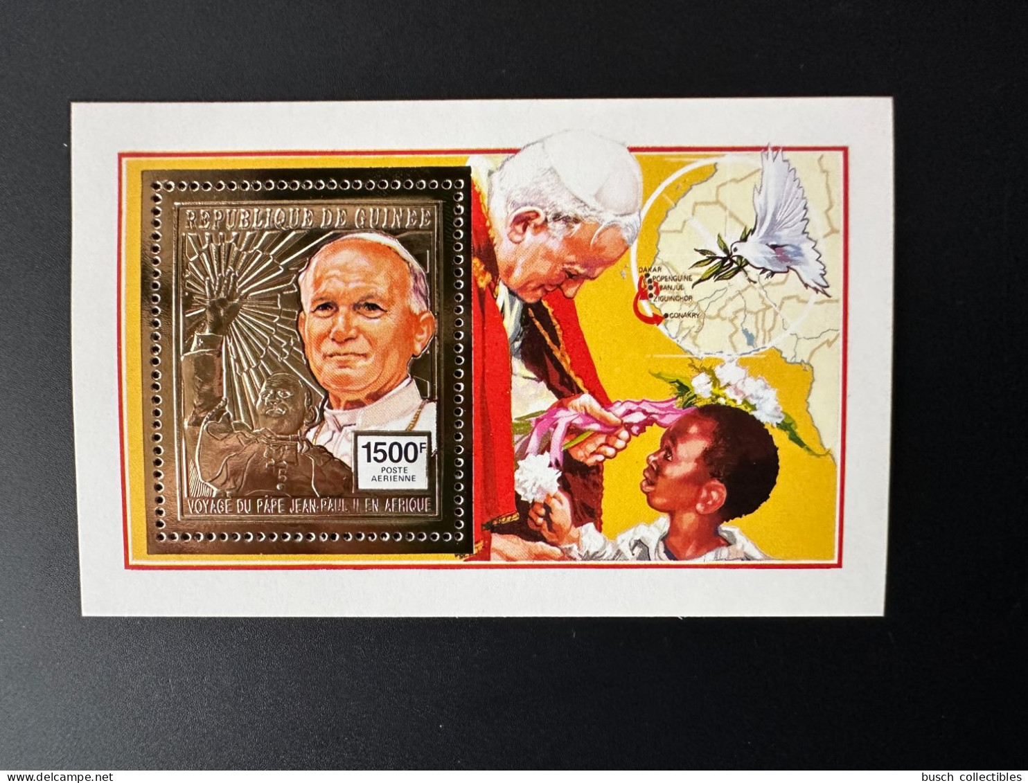 Guinée Guinea 1992 Mi. Bl. 428 Or Gold Pape Jean-Paul II Papst Johannes Paul Pope John Paul Dove - Pausen