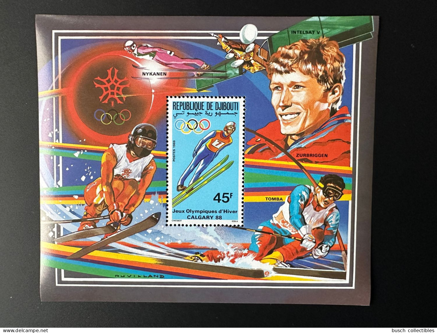 Djibouti 1988 Mi. Bl. 144 Winter Olympic Games Calgary Jeux Olympiques Olympia Ski Espace Space Raumfahrt - Ski