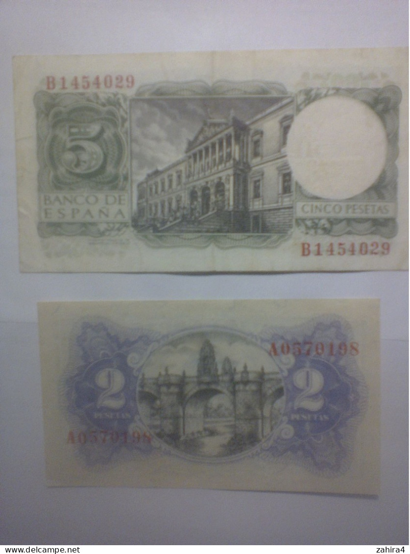 Lot 10 billets Espagne - 1925 à 1954 - 3 X 5 Pts - 1 X 2 Pts -1 X 25 Pts - 2 X 50 Pts - 3 X 100 Pts