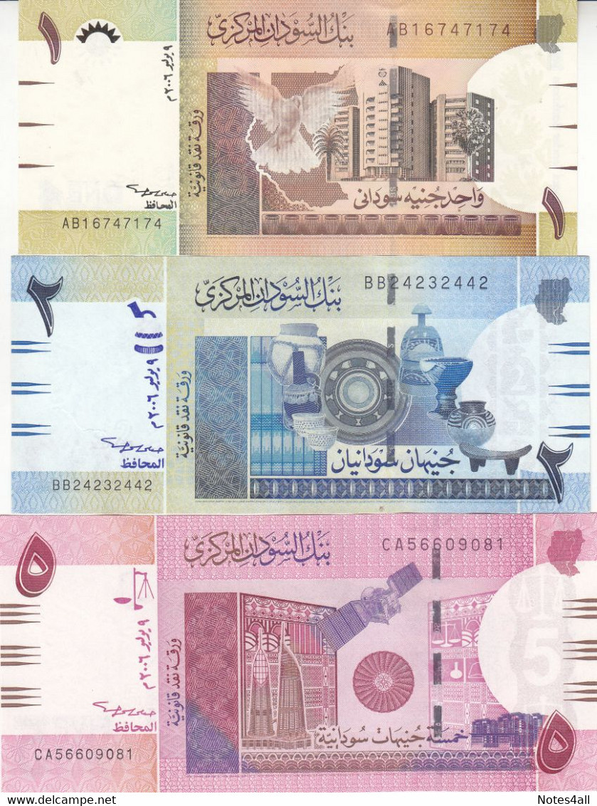 SUDAN 1 2 5 10 20 50 POUNDS 2006 P-64 65 66 67 68 69 EF/XF CRISP SET - Soudan